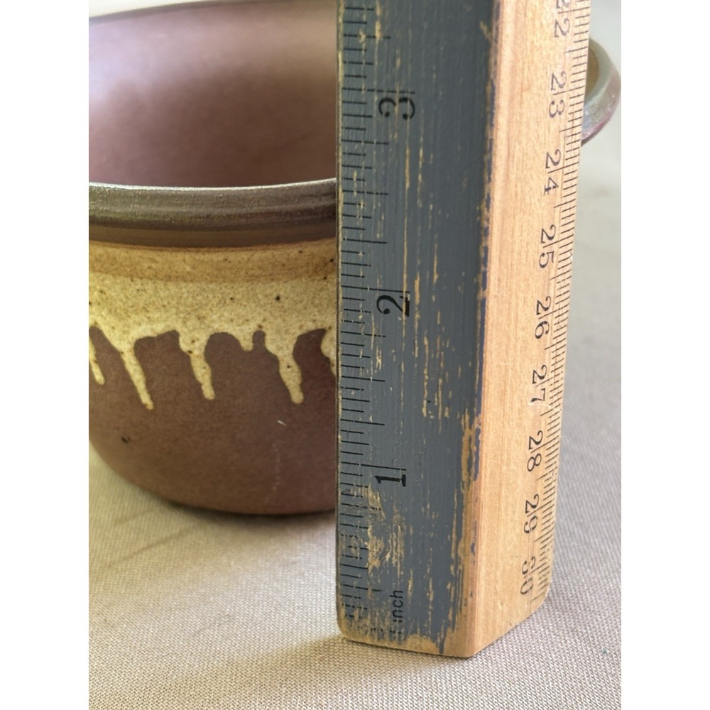 David Cressey Pottery Drip Glaze Brown Cream Bowl 4.5" USA 213 - Picture 8 of 11